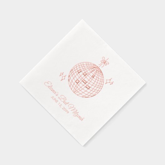 Aangepaste Roze Folie Disco Ball Bat Mitzvah Serve Folie Servetten (Rechts)