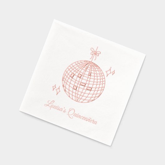 Aangepaste Roze Folie Discobal Quinceañera servett Folie Servetten (Links)
