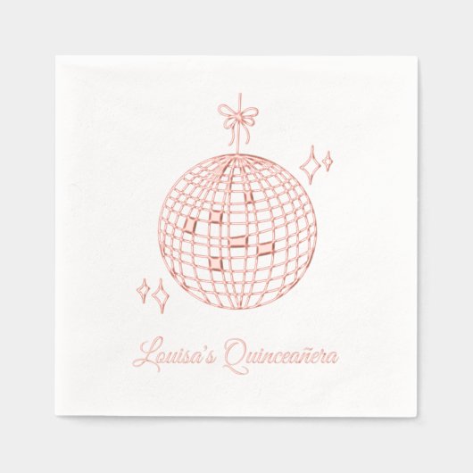Aangepaste Roze Folie Discobal Quinceañera servett Folie Servetten (Voorkant)