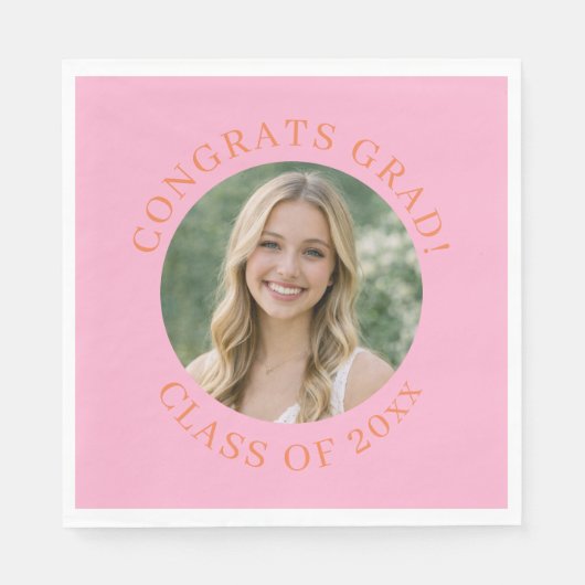 Aangepaste Roze Foto Afstuderen Gefeliciteerd Afst Servet (Voorkant)