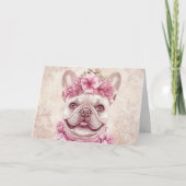 Aangepaste Roze Franse Bulldog Greeting Kaart (Voorkant)
