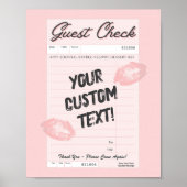 Aangepaste Roze Gast Check Gepersonaliseerde offer Poster (Voorkant)