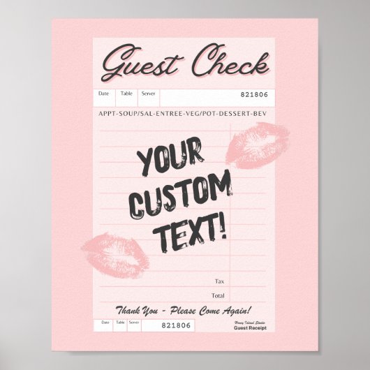 Aangepaste Roze Gast Check Gepersonaliseerde offer Poster (Voorkant)