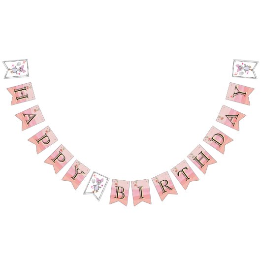 Aangepaste Roze Gekke Gans Verjaardagsfeest Vlagge Vlaggetjes (Alle)