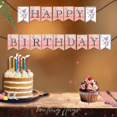 Aangepaste Roze Gekke Gans Verjaardagsfeest Vlagge Vlaggetjes