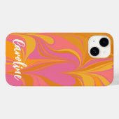 Aangepaste roze gele Abstracte Marmer Script Name Case-Mate iPhone Case (Achterkant (horizontaal))