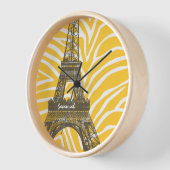 Aangepaste roze gele Eiffeltowerklok (Hoek)