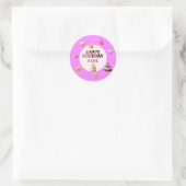 Aangepaste Roze Gelukkig Verjaardag Ronde Sticker (Tas)