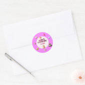 Aangepaste Roze Gelukkig Verjaardag Ronde Sticker (Envelop)