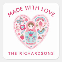 Aangepaste roze gemaakt met liefdesplein Sticker