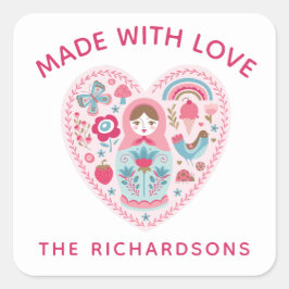 Aangepaste roze gemaakt met liefdesplein Sticker