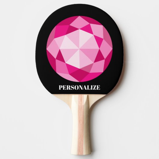 Aangepaste roze gemstone ping pongpeddel tafeltennisbatje (Voorkant)