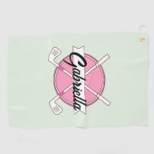 Aangepaste Roze Gepersonaliseerde Golf Clubs Monog Golfhanddoek (Horizontaal)