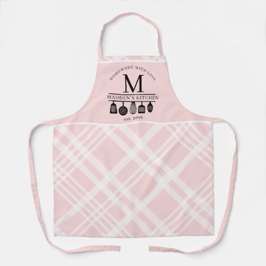 Aangepaste Roze Geplakte Keuken Whisky Gebruiksvoo Schort (Voorkant)