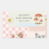 Aangepaste Roze Geruite Sticker met Floral Design  (Voorkant)