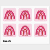Aangepaste roze getinte Boho regenboog boekenplaat Vierkante Sticker (Vel)
