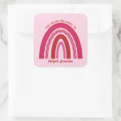 Aangepaste roze getinte Boho regenboog boekenplaat Vierkante Sticker (Tas)