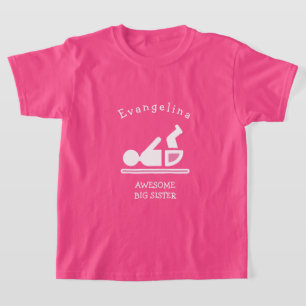 Aangepaste roze GEWELDIGE BIG SISTER T-shirt