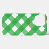 Aangepaste roze Gingham iPhone Case met Naam (Achterkant (horizontaal))