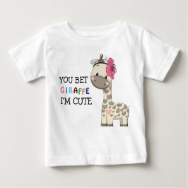 Aangepaste roze Giraffe Baby T-shirt