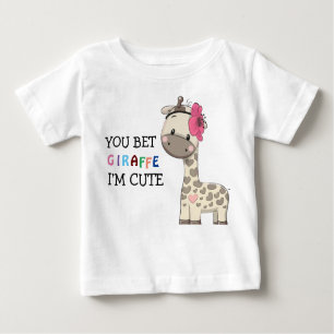 Aangepaste roze Giraffe Baby T-shirt
