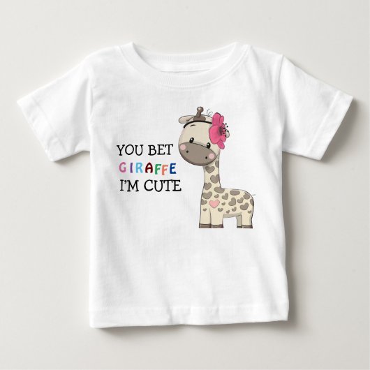 Aangepaste roze Giraffe Baby T-shirt (Voorkant)