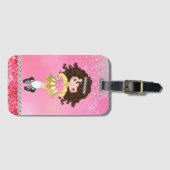 Aangepaste Roze Glam Ierse Dans Bruine Meisje Bagagelabel (Voorkant (horizontaal))