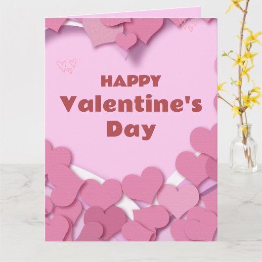 Aangepaste roze glanzende hoort roomachtige Valent Kaart (Gele Bloem)