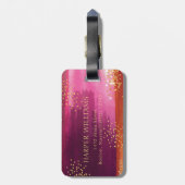 Aangepaste roze glitter-ananas bagagelabel (Achterkant verticaal)