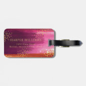 Aangepaste roze glitter-ananas bagagelabel (Achterkant horizontaal)