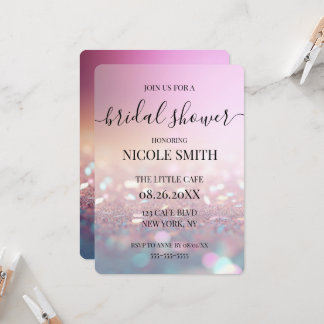 Aangepaste Roze Glitter Bruidsfeest Kaart