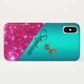 Aangepaste roze glitter en Aqua Sparkly Unicorn Case-Mate iPhone Case (Achterkant (horizontaal))