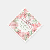 Aangepaste Roze Glitter Kroon Roze Rozen Groenelem Servet (Hoek)