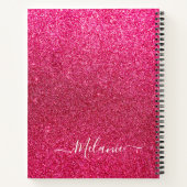 Aangepaste roze Glitter Monogram Naam Notitieboek (Achterkant)