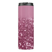 Aangepaste roze Glitter Monogram Naam Thermosbeker (Achterkant)