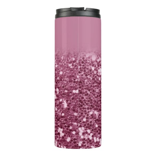 Aangepaste roze Glitter Monogram Naam Thermosbeker (Achterkant)