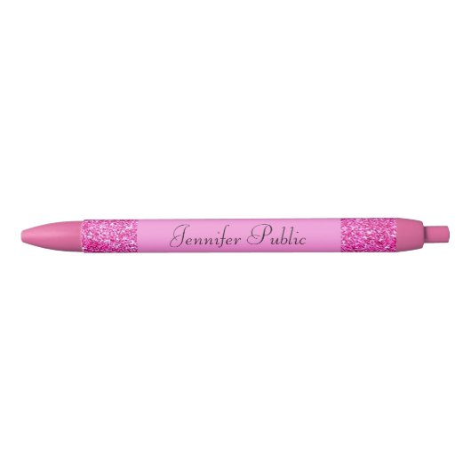 Aangepaste Roze Glitter Persoonlijke Sjabloon Meis Rode Inkt Pen (Voorkant)
