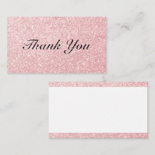 Aangepaste roze glitter-stijl Hartelijk dank Notitiekaartje (Voorkant / Achterkant)