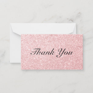 Aangepaste roze glitter-stijl Hartelijk dank Notitiekaartje