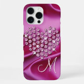 Aangepaste Roze Glitterende Diamanten Hart Patroon iPhone Hoesje (Achterkant)