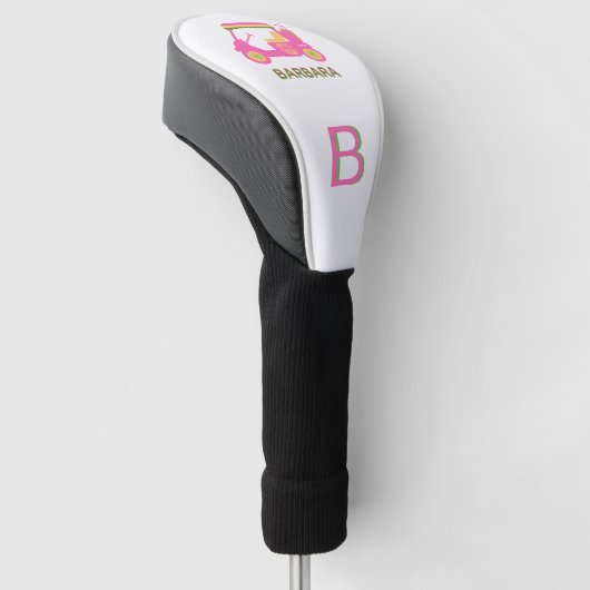 Aangepaste roze Golf Cart Monogram naam Golfheadcover (Schuin)