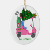 Aangepaste Roze Golfkar Santa Golf BagChristmas Tr Keramisch Ornament (Rechts)