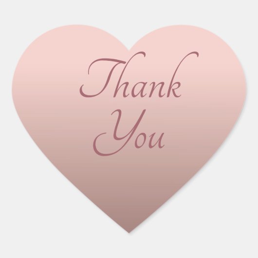 Aangepaste Roze Goud Moderne Template Bedankt Teks Hart Sticker (Voorkant)