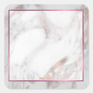 Aangepaste Roze Gouden Marmer Lege Sjabloon Trendy Vierkante Sticker