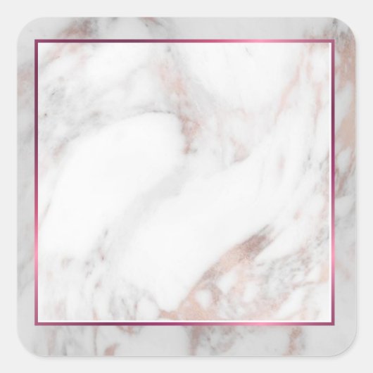 Aangepaste Roze Gouden Marmer Lege Sjabloon Trendy Vierkante Sticker (Voorkant)