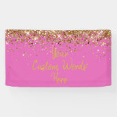 Aangepaste Roze & Gouden Verjaardagsfeestje Fotoho Spandoek (Horizontaal)