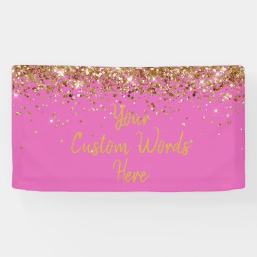 Aangepaste Roze & Gouden Verjaardagsfeestje Fotoho Spandoek (Horizontaal)