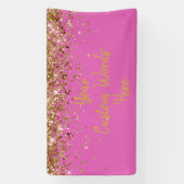 Aangepaste Roze & Gouden Verjaardagsfeestje Fotoho Spandoek (Verticaal)