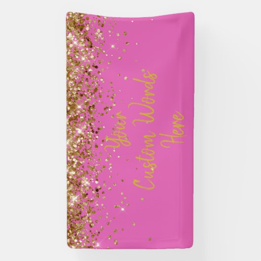 Aangepaste Roze & Gouden Verjaardagsfeestje Fotoho Spandoek (Verticaal)