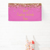 Aangepaste Roze & Gouden Verjaardagsfeestje Fotoho Spandoek (Insitu)